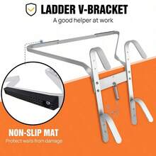 Heavy Duty Aluminium Ladder Stand Off I-Type Stay - Lightweight, Easy To Install & Disassemble Accessory Helps Stop Slipping From Side To Side - Silver - View 3