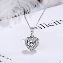 1 Piece Sterling Silver Zirconia Heart Pendant Necklace For Women Luxury Designer Jewelry Gift - Heart-shaped Pendant Necklace - View 7