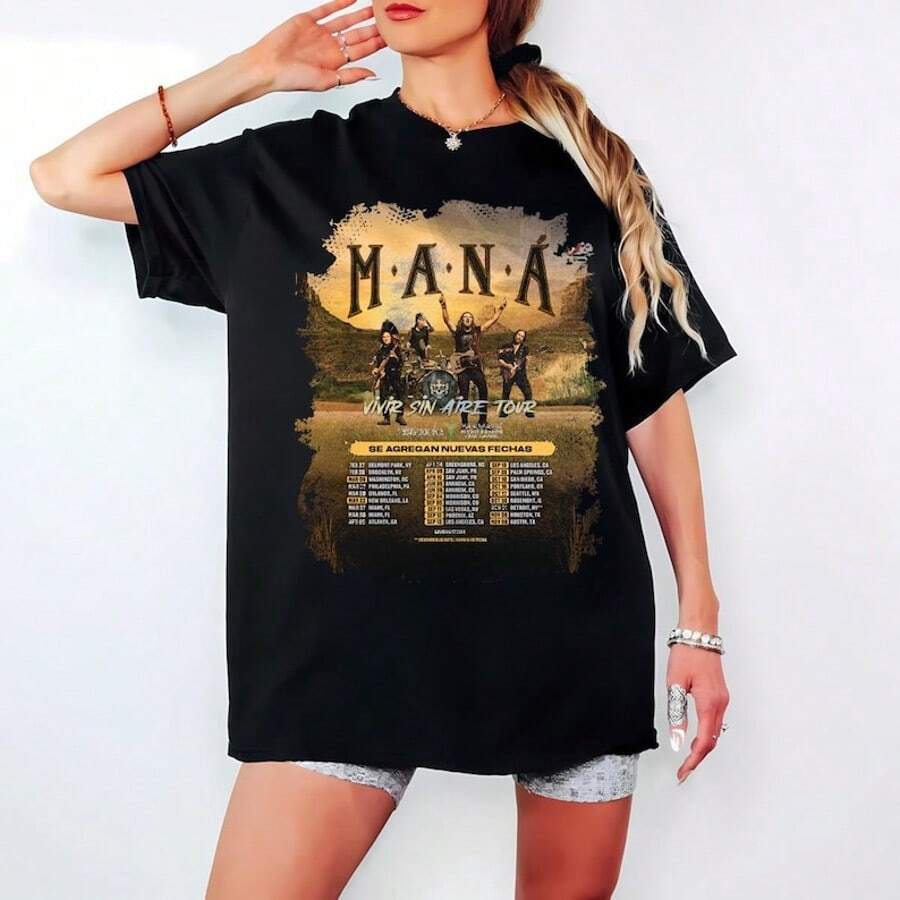 ManBand Vivir Sin Aire Tour 2026 Fan Gifts Two Sides Classic T-Shirt - 黑色 - 查看 1