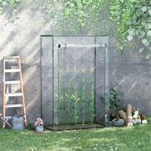 Greenhouse, Hothouse, Tomato House, Cold Frame With Roll-Up Door, Steel And Plastic, Transparent, 100x50x150cm