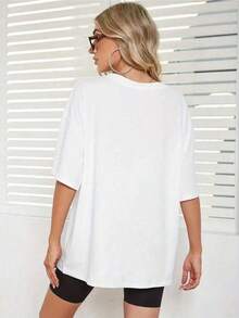 Let Them Unisex-Shirt, Positive Quotes Shirt Mental And Anxiety, Inspirational Quote Tee Self Love Idea,Women's Clothing, Cartoon And Letter Printing, Comfortable Cotton Material, Skin Friendly, Soft And Cool, Summer Women's-Shirt ClothingSports Short SleevesSports Short Sleeves - White - View 2