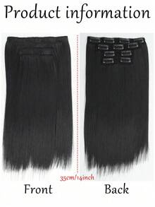 四件套合成纤维夹式接发，14英寸，直发接发，带BB夹，隐形无痕，专为女性设计。 - 彩色 - 查看 7