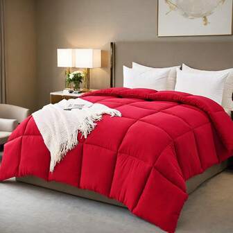 Bright Red Checkered Quilt, Breathable, Skin-Friendly, And Warm, Bohemian Style, Suitable For Bedrooms, Inns, And Hotels, Usable All Year Round, A Great Gift For New Year And Christmas.