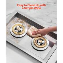 Quemadores laterales de parrilla doble, quemador lateral de propano líquido de 2 x 17,000BTU para cocina al aire libre, convertible a gas natural, quemadores dobles incorporados de acero inoxidable 304 con led para barbacoa - Plateado - Ver 7