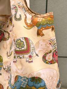 Ce sac totem pliable avec un motif d'éléphant est indispensable pour l'automne et l'hiver. Élégant et portable, il convient pour le shopping, les voyages, l'école et diverses autres occasions. Son design simple et à la mode, dans une couleur unie, est parfait pour ranger les fournitures scolaires. Ce sac de courses pliable est polyvalent. - Multicolore - Voir 4