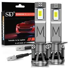 S&D H1 H3 LED Headlight Bulbs High Low Beam 20000LM 6500K White Car Fog Lamps Auto Driving Lights Waterproof 12V - White - View 1