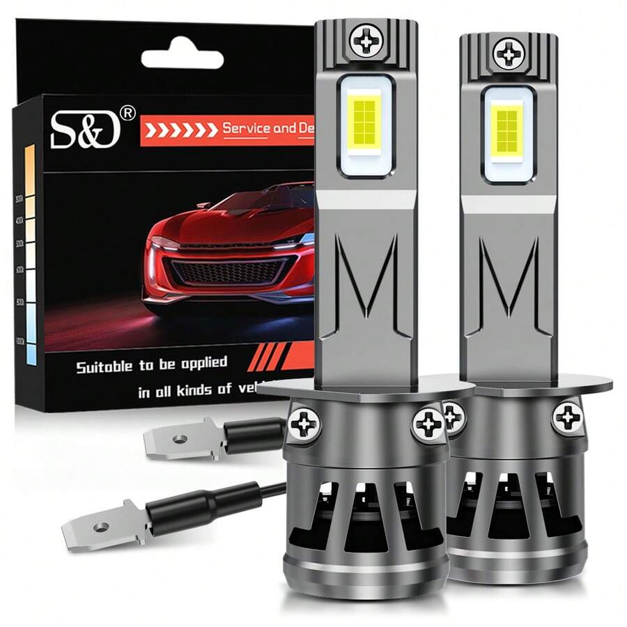 S&D H1 H3 LED Headlight Bulbs High Low Beam 20000LM 6500K White Car Fog Lamps Auto Driving Lights Waterproof 12V - White - View 1