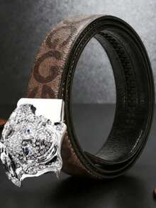 MMJ Finswift 男士奢华水钻装饰自动扣皮带，金色女神头像字母合金扣皮带，设计师高品质男士皮带 - 彩色 - 查看 6