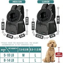 Mochila frontal para perro, mochila ajustable para perros y gatos, transportadora ventilada para senderismo, camping, viajes, bolsa de transporte para perros pequeos, medianos, cachorros, gatos grandes, mximo 15 libras, gris oscuro - Grisoscuro grande - Ver 3