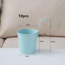 10 buc/set Ferro Pastoral Veranda jardiniere, găleată metalică suspendată pe perete, suport pentru flori, ghiveci, decor de grădină - Multicolor - Vizualizare 19