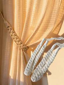 2条复古风格编织窗帘绑带 - 窗帘绑绳，装饰性手工绑带，窗帘固定绳，适用于室内外窗帘和薄纱窗帘 - 26inch - 查看 3