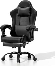 Collection Gaming Chair, Ergonomic Gaming Chair With Footrest & Headrest Lumbar Support, Height Adjustable Swivel Computer Chair Office Chair Adults(Carbon Fiber Black) - màu đen - Xem 1