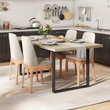 Industrial-Style Wooden Kitchen Table, 160 X 80 Cm, Seating 6 To 8 People. Sturdy Metal Frame With A Light Finish. Robust, Stable, Water-Resistant, And Scratch-Resistant. - Khaki - View 3