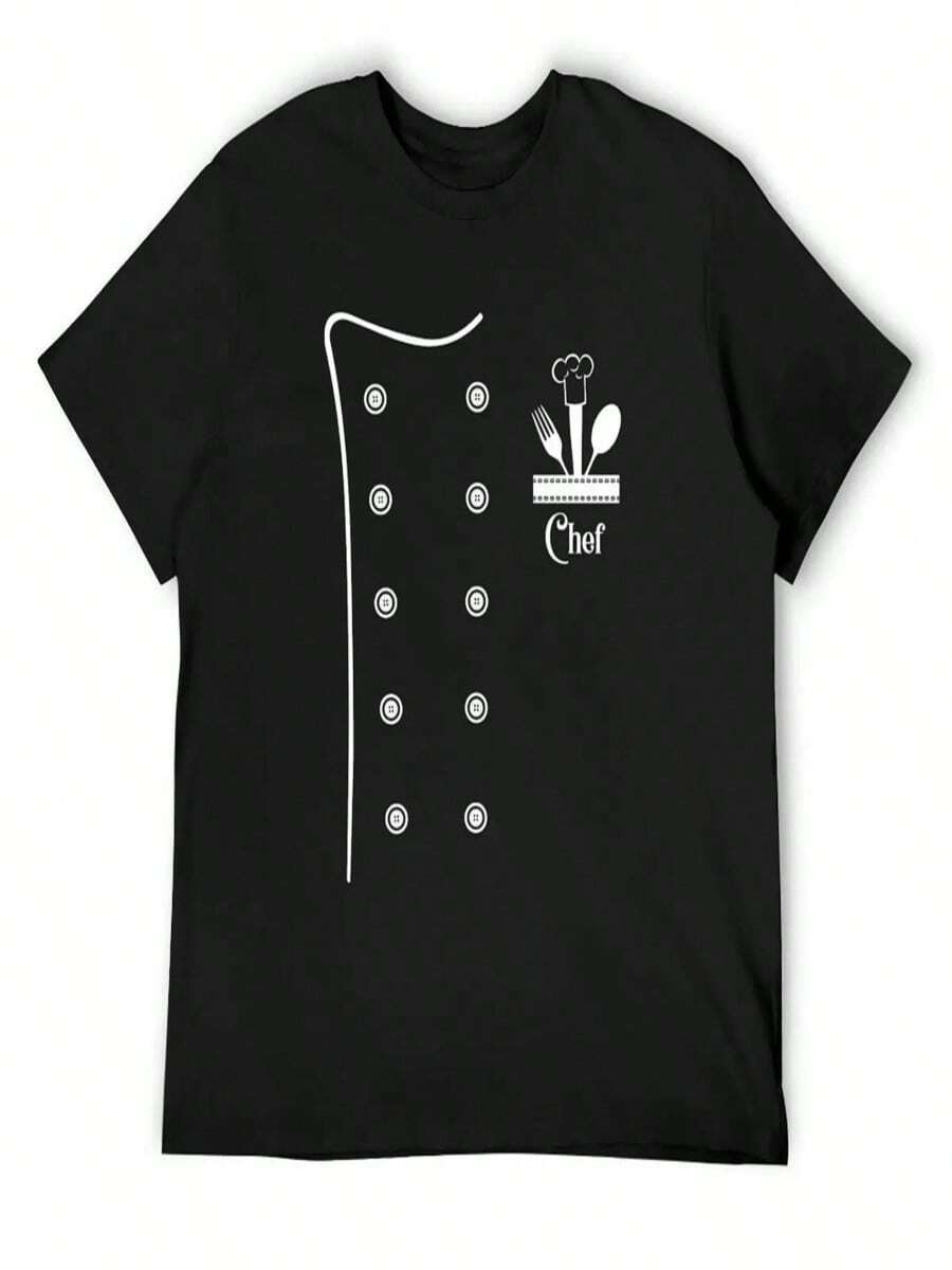 Chef Cook Chef Jacket Chef Gift Cooking & Kitchens T-Shirt Vintage Anime Shirt For A Boy Custom T-Shirts Fitted T Shirts For Men - Đen23 - Xem 1