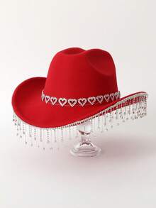 1 件女式纯色闪亮皇冠、流苏、人造水钻装饰西部牛仔帽，适合休闲装、派对、婚礼、节日万圣节 - 彩色 - 查看 22