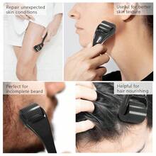 Beard Roller 0.25mm, Leather Roller, Beard Roller, Roller For Skin And Hair Care For Men And Women - 黑色的 - 查看 3