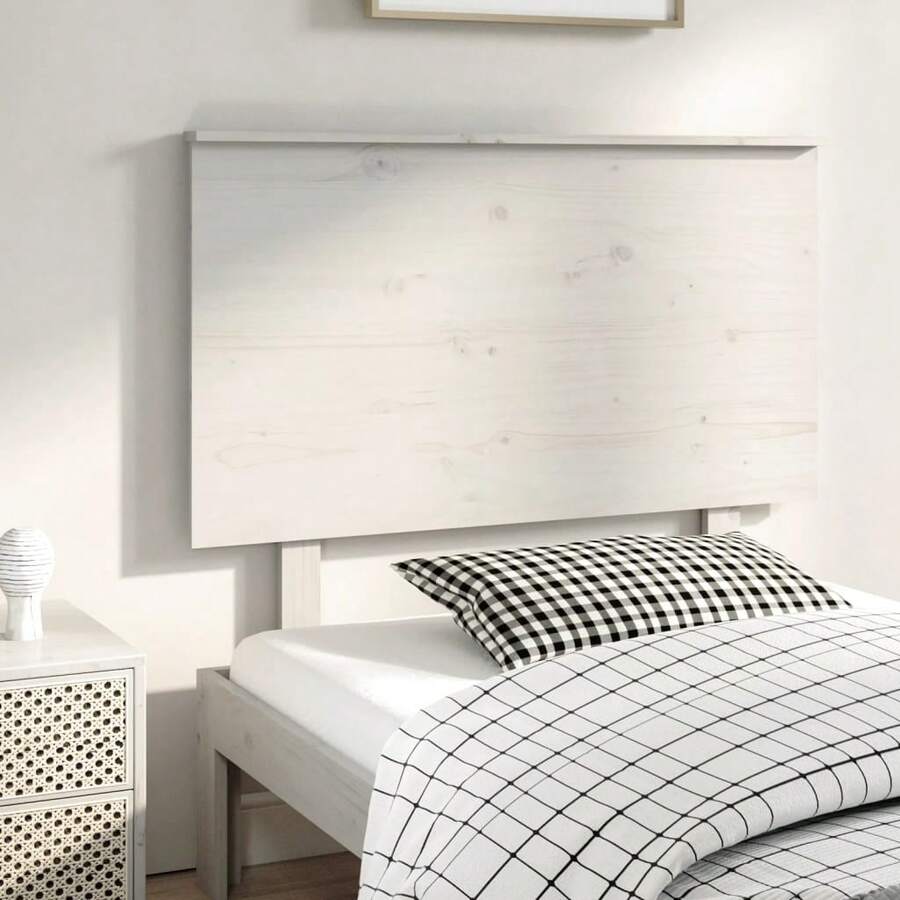 vidaXL Tête de lit Blanc 94x6x82,5 cm Bois massif de pin - Blanc - Voir 1