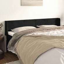 vidaXL Tête de lit con oreilles negro 183x16x78/88 cm terciopelo - Negro - Ver 1