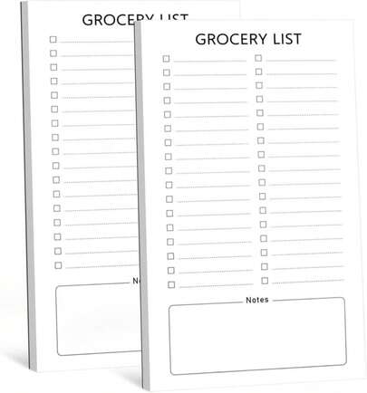 Joyberg Grocery List Magnet Pad For Fridge, 2 Pack Magnetic Notepads For Refrigerator, Magnetic Grocery List Pad For Fridge, Full Magnet Back Shopping Lists, 60 Sheets Per Note Pads