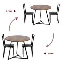 Juego de Comedor de 3 Piezas para 2 Personas – Mesa con Tapa de Imitación Madera y 2 Sillas, Estructura Metálica, Ideal para Espacios Pequeños y Departamentos - Marrón - Ver 5