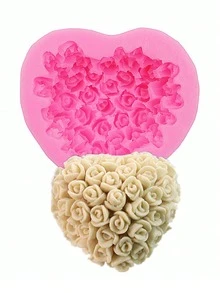 Molde de silicone para decoração DIY de rosas para o Dia dos Namorados (1 unidade), molde para sabonete, molde para vela. - Rosa - Ver 6