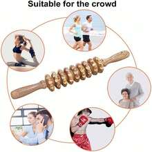 Yoga Meridian Rod Shaft Whole Body Massage Roller, 9 Rollers Wooden Massager Handheld Roller Stick Trigger, Pounded Waist Back Massage Neck Leg Wooden Massager, Body Back Wood Therapy Curved Roller For Maderoterapia, Lymphatic Drainage, Cellulite Massage, Natural Muscle Massage Stick Tool For Massage And Relaxation - Nhiều màu - Xem 6