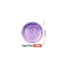 Purple Diamond Teardrop Disposable Plates, Napkins, Cups - One-Time Party Supplies Set, Fits 25 Guests, Disposable Paper Plates Party Tableware Suitable For Birthday, Wedding, Theme Party, Family Picnic - Multicolor - View 12