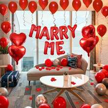 Bộ trang trí bóng bay "MARRY ME" (Cầu hôn) gồm 5/15/34/534 chiếc - Bóng bay chữ màu vàng hồng và hình trái tim màu đỏ, thích hợp cho tiệc cưới lãng mạn, tiệc Valentine, cầu hôn, tỏ tình, trang trí năm mới. - Nhiều màu - Xem 6