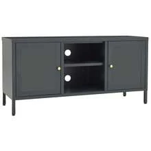 vidaXL Meuble TV antracite 105x35x52 cm Acier et verre - Cinza - Ver 2