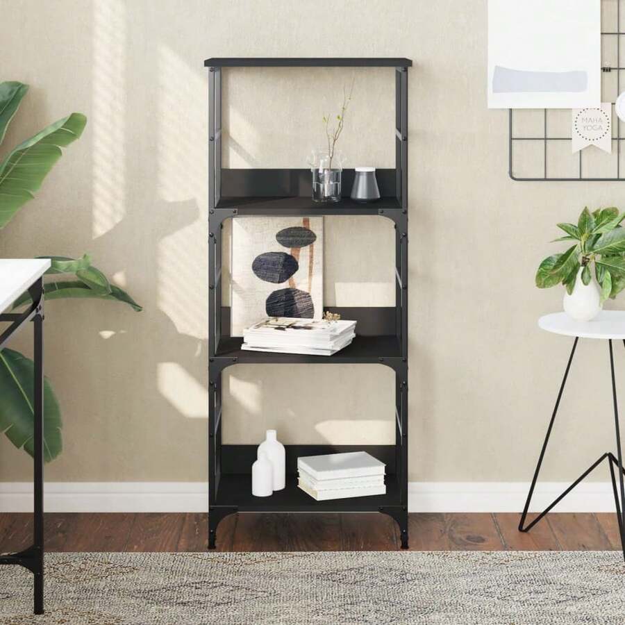 vidaXL Biblioteca preta 50x33x117,5 cm engenharia de madeira - Preto - Ver 1