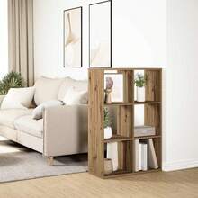 vidaXL Étagère séparée de pièce chêne artisanal 69,5x29x103,5 cm - Tabac - Voir 4