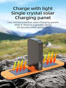 Multifunctional Foldable Solar Camping Light - Supports Type-C Charging, Power Bank Function, With Hook, Battery Indicator, Portable No-Stand Lamp, Suitable For Outdoor Camping And Emergency Lighting - Orange - View 11