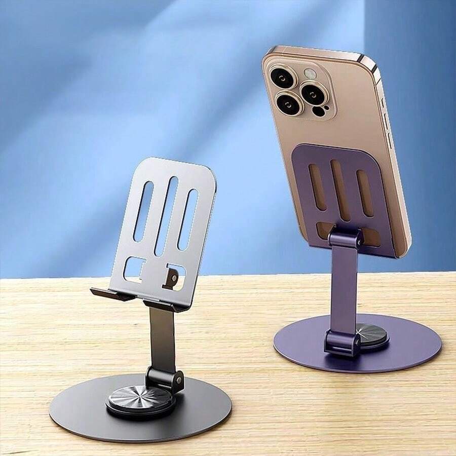 360°旋转全铝合金可调节手机支架 - 通用尺寸，便携，符合人体工学设计，观看舒适 - 适用于办公、流媒体、在线课程、看电视、直播等多种场景，兼容iOS和安卓设备。是送给家人和朋友的理想礼物，兼容、安卓手机。手机支架，手机配件，兼容、安卓手机，生日礼物，送给家人、朋友的礼物，生日手机支架，手机配件，承重力强。 - 彩色 - 查看 1
