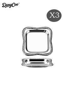 Dengcoo 1/3/6pcs Frosted Gilt Edged Cake Plate, Seasoning Plate, Butter Plate, Cup Holder, Square Cup Holder, Cup Mat, Dinner Plate, Date Plate, Candy Plate, Türkiye Black Tea Cup Plate, For Home, Cafe, Festival - Tray - View 11