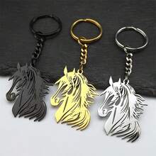 1pc New Stylish Hollow Horse Head Key Chain, Stainless Steel Keyring, Creative Personalized Accessory - Multicolor - View 8