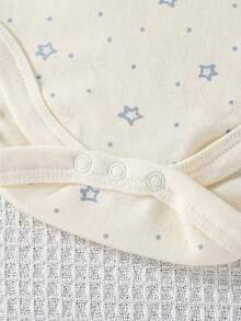 Set Of 5 Triangular Bodysuits For Newborns, Short Sleeves, And A Cute Striped Teddy Bear Print. Soft And Comfortable, Suitable For Boys And Girls, Ideal For Indoor And Outdoor Use. - Màu xanh lam - Xem 5