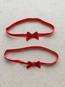 2件套粉色性感蝴蝶结腿环，女士弹力大腿环，适合派对、万圣节、圣诞节和其他场合 - 粉色 - 查看 2