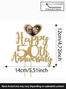 Customizable Happy Anniversary Photo Cake Topper - Personalized Cake Decoration For Any Year - Multicolor - View 6