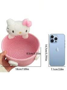 Sanrio 1个三丽鸥Hello Kitty可爱化妆品和玩具收纳篮，卧室装饰，生日礼物，粉色