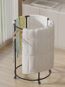 1pc Easy Assembly Clothes Rack With Wheels, Rotatable Vertical Bar Garment Hanger Stand For Bedroom, Home, Balcony, Movable Rolling Clothes Drying Rack - Multicolor - View 5