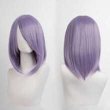 Karida 14-Inch Synthetic Fiber Cosplay Wig With Bangs, Layered Straight Hair, Unisex Cosplay Wig, High Density, Natural-Looking Cosplay Wig For Men And Women