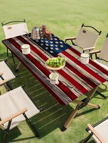 1 Peça Toalha de Mesa Lavável para Uso Externo com Bordas Elásticas - Poliéster Durável, Retangular, Cores Vibrantes (Design de Bandeira Americana) - Ótimo para Acampamento, Piqueniques e Festas no Jardim, Uso Interno/Externo, Acessório de Piquenique - Multicolorido - Visão 9