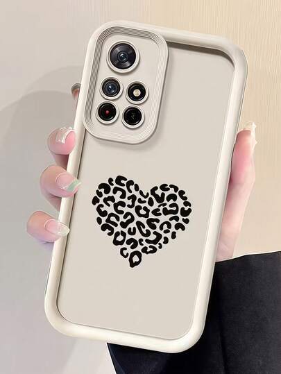 1pc Gradient Frame Dopamine Matte Leopard Print Heart Shaped Soft Silicone Phone Case, Minimalist Design, Cute Cartoon Style, Perfect Protection For Honor X7/Galaxy A56 5G/Infinix Smart 8/Infinix Hot 40/Transsion Spark 30C/Spark Go 2024/Redmi Note 14 5G/ Moto E22/E22i/OPPO A54