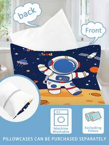 2/3PCS Personalized Customized Cartoon Astronaut Duvet Set, Made Of Polyester Material And Digitally Printed. Suitable For Children, Teenagers, Gifts, Bedroom Decorations, Dormitories, Planets - Multicolor - View 5