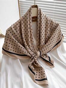 1pc Women's Fashion Breathable Multi-Functional Headband, Polka Dot Printed Silk-Like Scarf - Multicolor - View 1