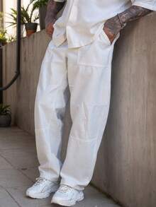 男士休闲直筒裤，时尚百搭长裤，白色男裤，男装，男士阔腿裤，白色男士正装裤，春季 - 白色 - 查看 7