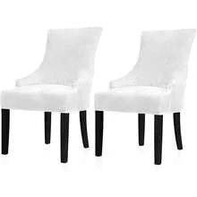 Funda elástica para silla de respaldo alto - Funda reutilizable para silla lateral, protector de silla de acento para comedor, banquete, decoración del hogar (Plata, 2 piezas) - 02 Terciopelo Blanco - Ver 1
