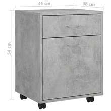 vidaXL Rollkleiderschrank, Betongrau, 45x38x54 cm, Holzwerkstoff - Grau - Übersicht 8
