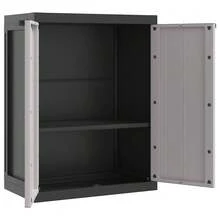 vidaXL Armadio da Esterno Grigio e Nero 65x37x85 cm PP - Grigio - Visualizzare 6