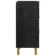 Credenza vidaXL nera 60x33x75 cm in legno ingegnerizzato - nero - Visualizzare 4